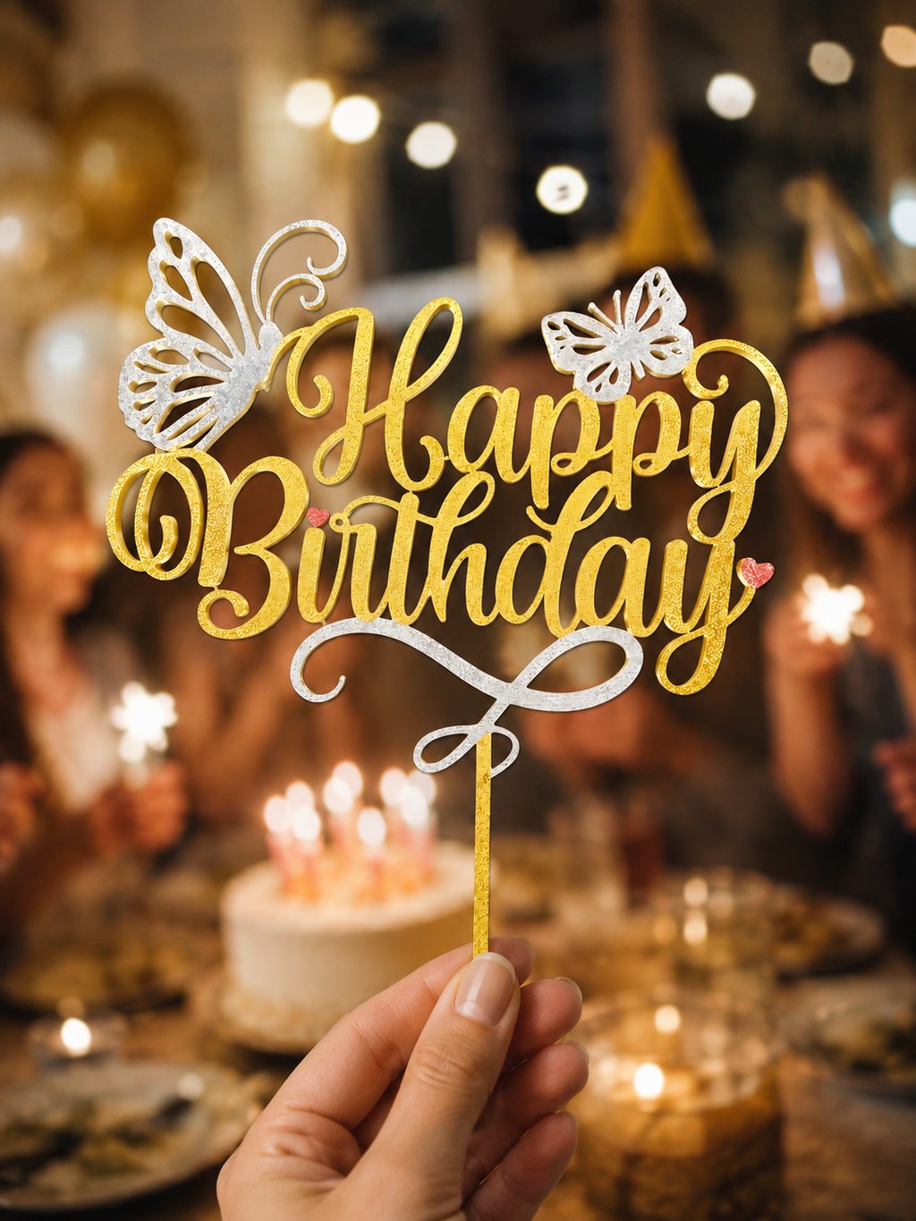 Customizable Butterfly Birthday Cake Topper