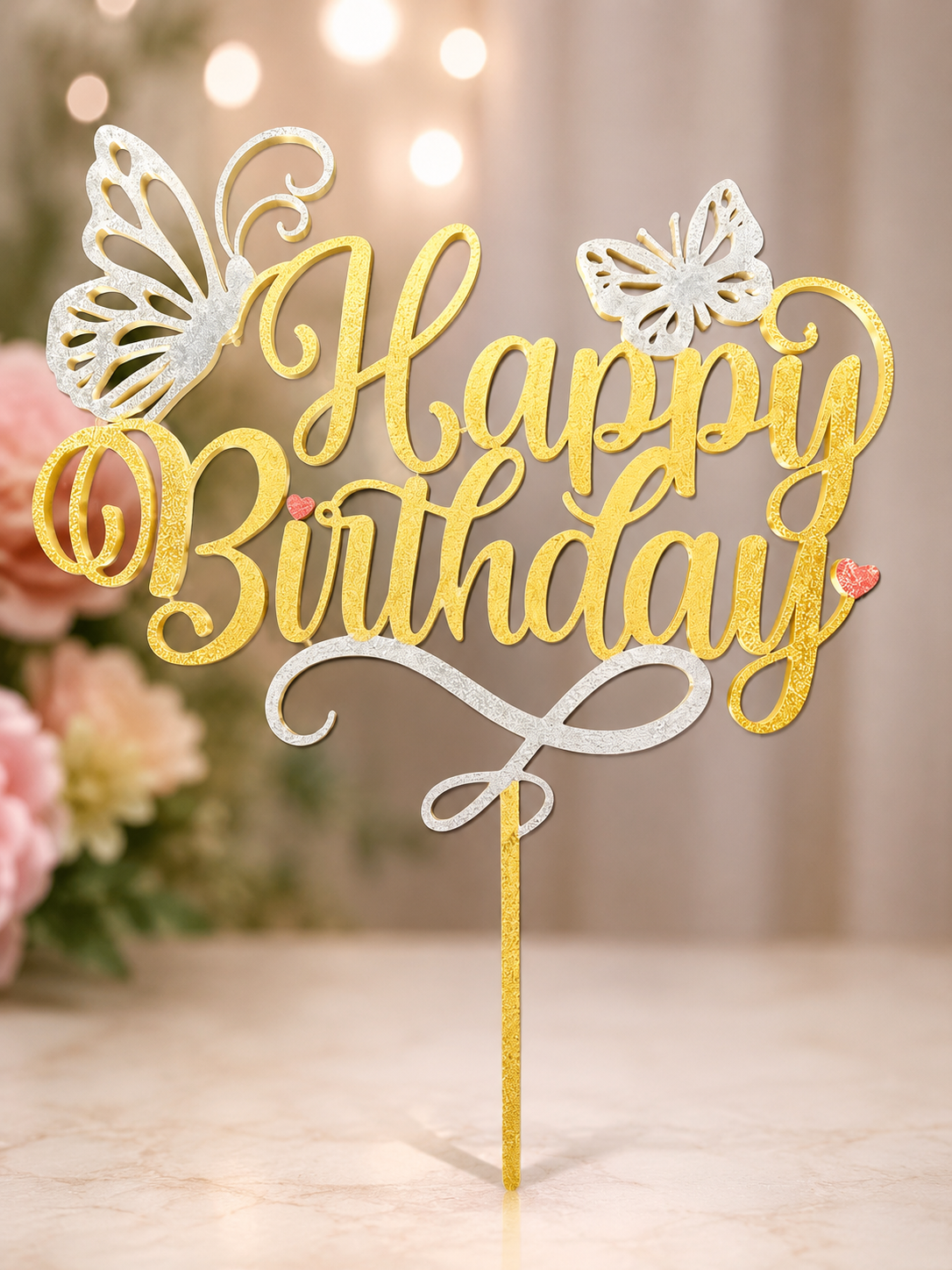 Customizable Butterfly Birthday Cake Topper