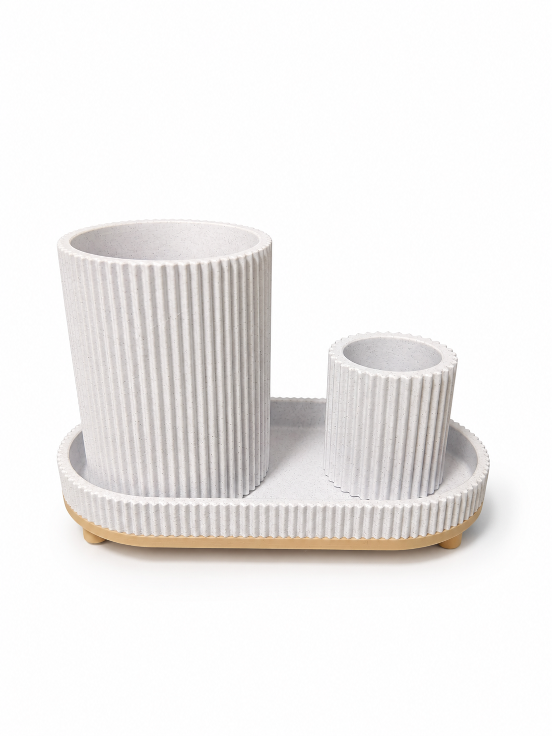Modern Bathroom Accessory Set | 3D Printed Vanity Organizer | Toothbrush Holder, Soap Dish & Storage Tray