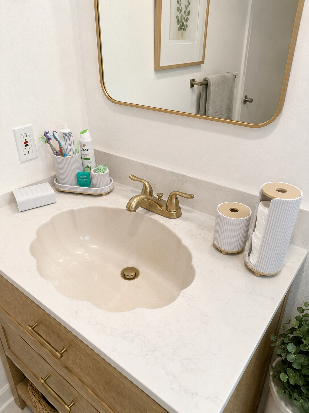 Modern Bathroom Accessory Set | 3D Printed Vanity Organizer | Toothbrush Holder, Soap Dish & Storage Tray