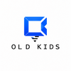 A centered blue geometric logo above the text 'OLD KIDS' on a plain white background.