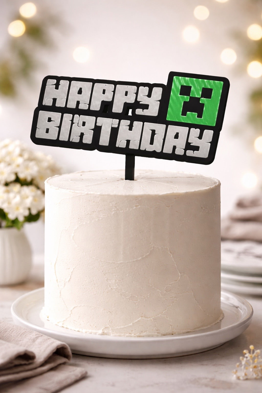 Minecraft Birthday Cake Topper, Personalized Cake Topper, Custom Gamer Birthday Decoration
