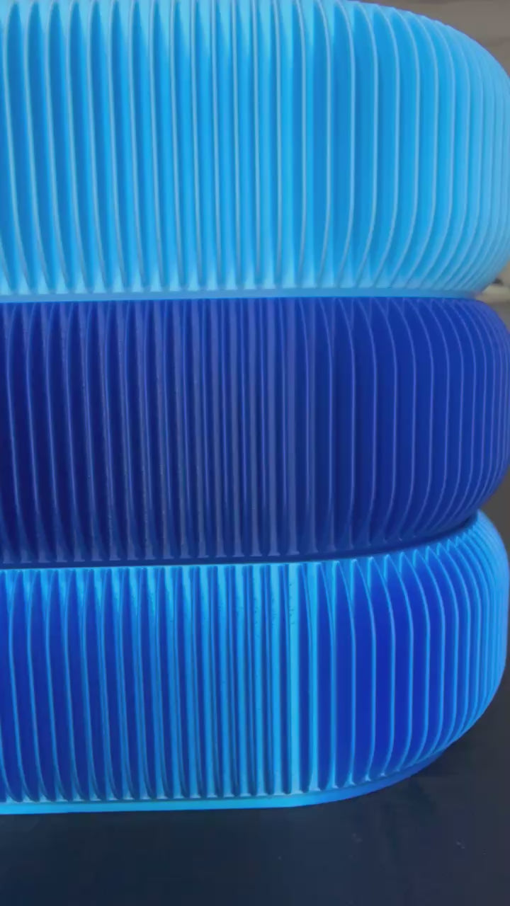 Blue Makeup Storage Tray Ribbed Vanity Holder Desk Organizer 3D Printed Pastel Decor Bathroom